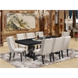 Pemberly Row 9-Piece Kitchen Table Set in Wood Black Finish
