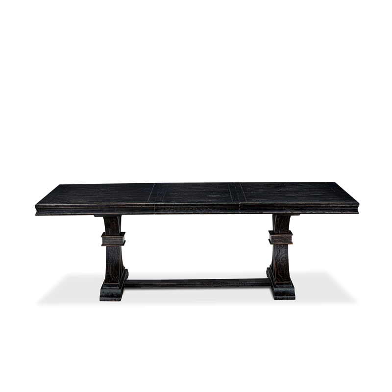 Pemberly Row 9-Piece Kitchen Table Set in Wood Black Finish