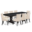 Pemberly Row 9-Piece Kitchen Dining Set in Wood Black Finish