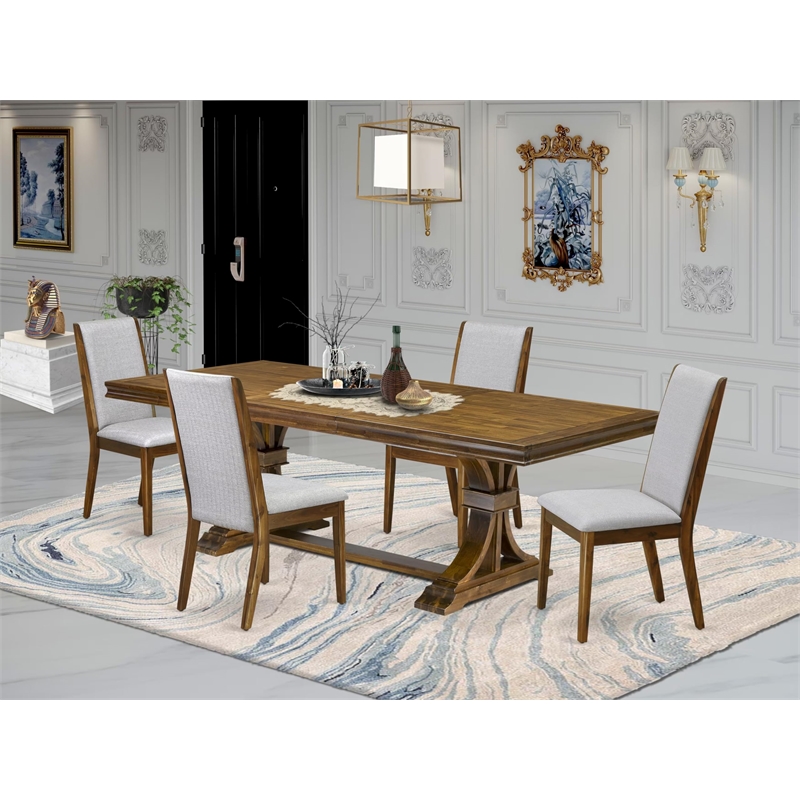Pemberly Row 5-Pc Extendable Wood Dining Table Set in Walnut Finish
