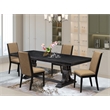 Pemberly Row 5-Pc Mid-Century Dining Table Set in Black Finish