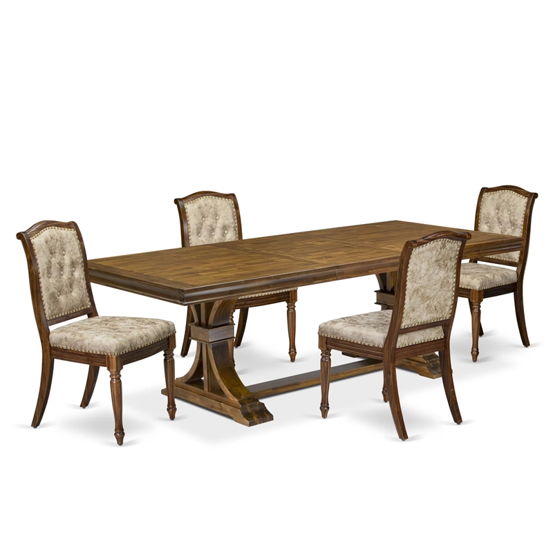 Pemberly Row 5-Piece Extendable Kitchen Table Set in Walnut