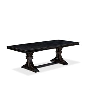 Pemberly Row Mid-Century Extendable Dining Table in Black Finish