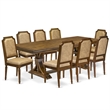 Pemberly Row 9-Piece Dining Table Set in Walnut Finish