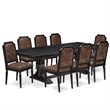Pemberly Row 9-Piece Modern Dining Table Set in Black Acacia Wood