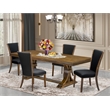 Pemberly Row 5-Piece Modern Dining Set in Antique Walnut