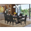 Pemberly Row 7-Piece Kitchen Table Set with Wood in Black Finish