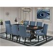 Pemberly Row 9-Piece Black Wood Kitchen Dining Set with Upholstered Chairs