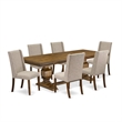 Pemberly Row 7-Pc Dining Table Set in Walnut Finish with Acacia Wood