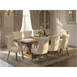 Pemberly Row 9-Piece Acacia Wood Dining Set in Walnut Finish with Linen Chairs