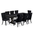 Pemberly Row 9-Piece Dining Room Set in Wood and Black Finish
