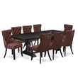Pemberly Row 9-Piece Dining Set with Wood and Black Finish