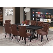 Pemberly Row 9-Piece Dining Set with Wood and Black Finish