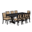Pemberly Row 9-Piece Acacia Wood Kitchen Table Set in Black Finish