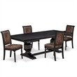 Pemberly Row 5-Piece Acacia Wood Dining Set in Black Finish