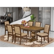 Pemberly Row 7-Piece Acacia Wood Dining Set in Walnut Finish