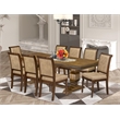 Pemberly Row 9-Piece Dining Table Set in Walnut Finish with Leather Chairs