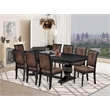 Pemberly Row 9-Piece Dining Table Set in Black Finish with Leather Chairs