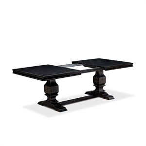 Pemberly Row 5-Piece Dining Set in Black Finish with Platinum Gray Upholstery