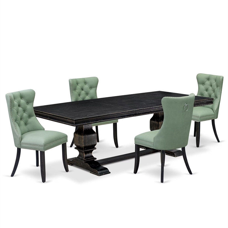 Pemberly Row 5-Piece Dining Set with Wood Table & Chairs in Black Finish