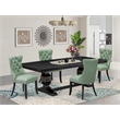 Pemberly Row 5-Piece Dining Set with Wood Table & Chairs in Black Finish