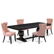Pemberly Row 5-Piece Dining Table Set with Wood Chairs in Black Finish