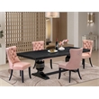 Pemberly Row 5-Piece Dining Table Set with Wood Chairs in Black Finish