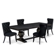 Pemberly Row 5-Piece Mid-Century Kitchen Table Set with Black Finish