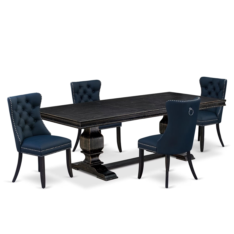 Pemberly Row 5-Piece Wooden Dining Set in Black Finish