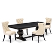Pemberly Row 5-Piece Kitchen Dining Set in Black Finish