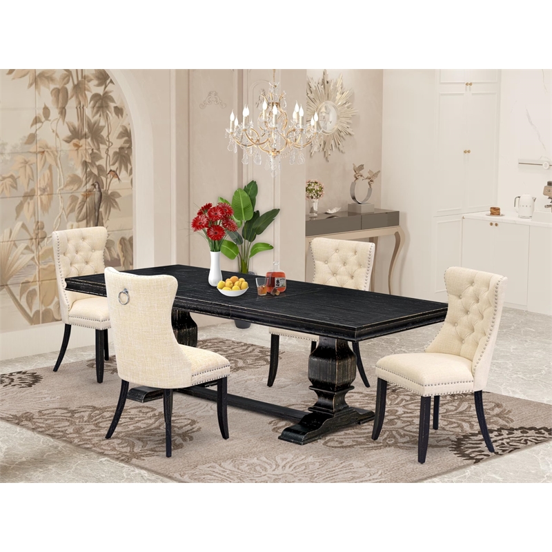 Pemberly Row 5-Piece Kitchen Dining Set in Black Finish