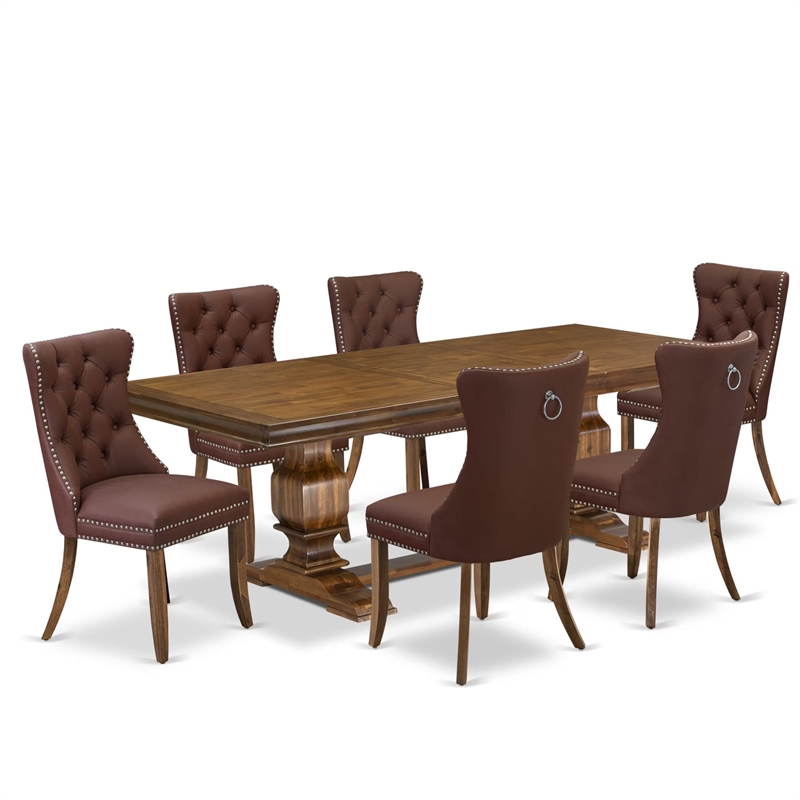 Pemberly Row 7-Piece Contemporary Dining Set with Acacia Wood
