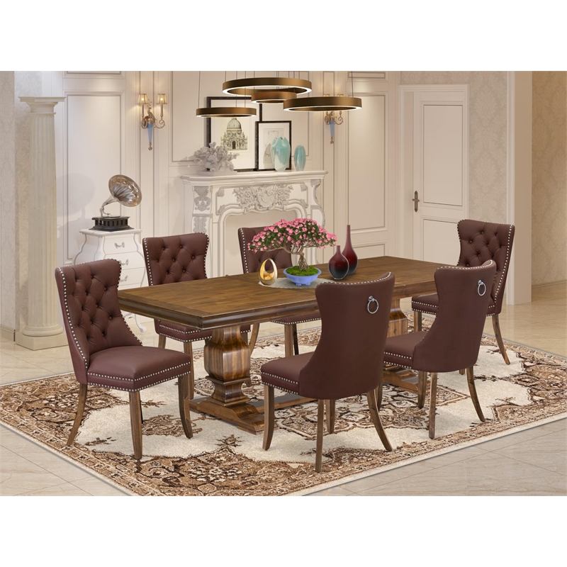 Pemberly Row 7-Piece Contemporary Dining Set with Acacia Wood