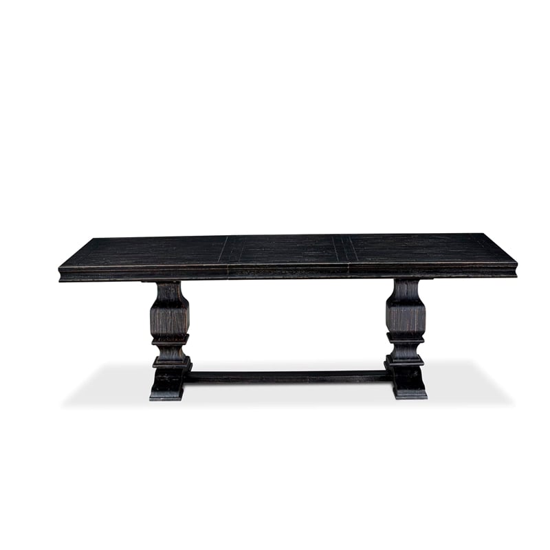 Pemberly Row 7-Piece Dining Table Set with Black Linen Upholstery