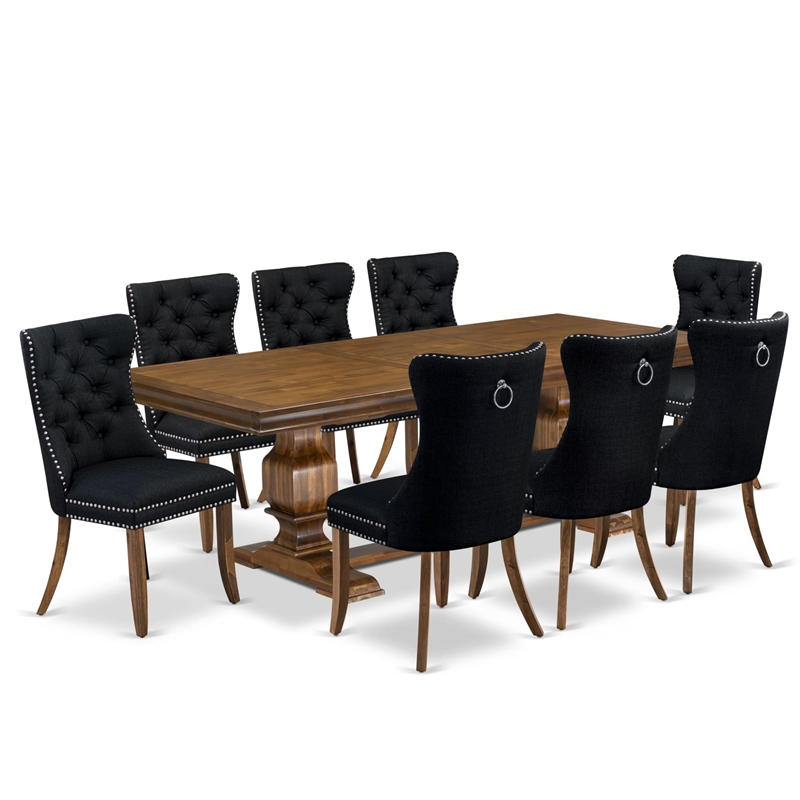 Pemberly Row 9-Piece Acacia Dining Set in Antique Walnut Finish