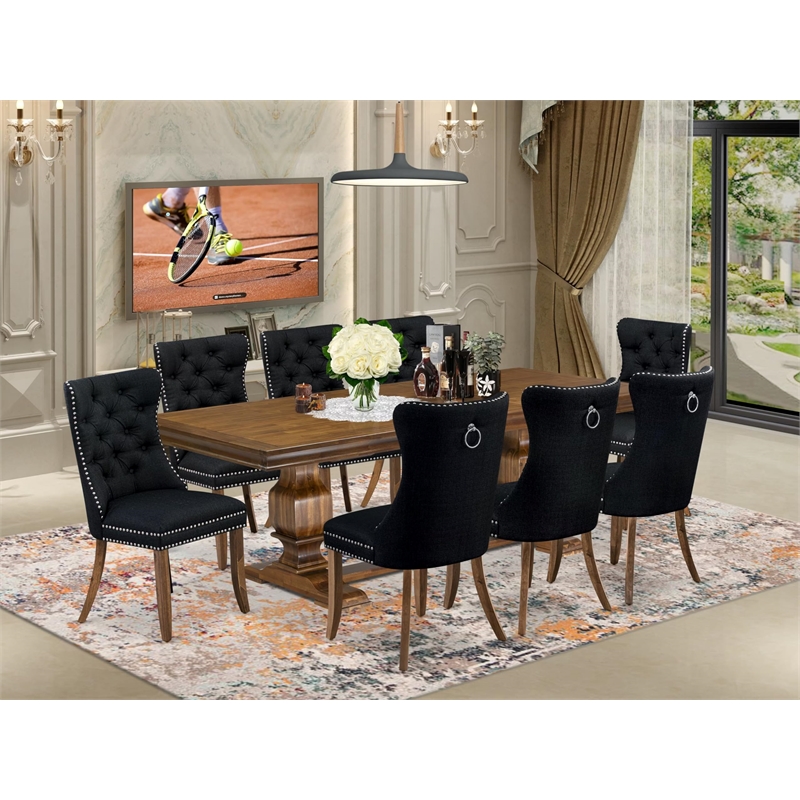 Pemberly Row 9-Piece Acacia Dining Set in Antique Walnut Finish