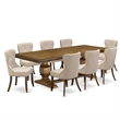 Pemberly Row 9-Piece Dining Set with Wood and Walnut Finish