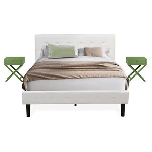 Pemberly Row 3-Piece Queen Bedroom Set Wood Frame White/Green Finish