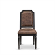 Pemberly Row Set of 2 Parson Dining Chairs in Black with Brown Upholstery