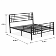Pemberly Row Metal Queen Bed Frame with Headboard in Black Finish