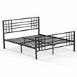 Pemberly Row Metal Queen Bed Frame with Headboard in Black Finish