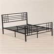 Pemberly Row Metal Queen Bed Frame with Headboard in Black Finish