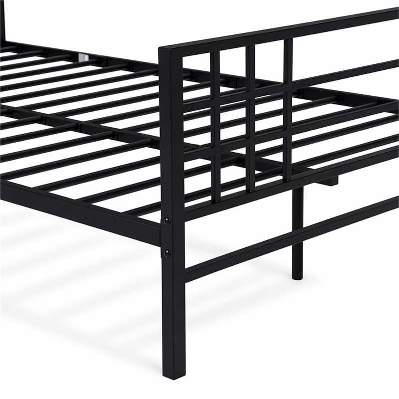 Pemberly Row Metal Queen Bed Frame with Headboard in Black Finish