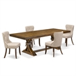 Pemberly Row 5-Pc Dining Set with Acacia Wood Table & Chairs in Walnut