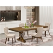 Pemberly Row 5-Pc Dining Set with Acacia Wood Table & Chairs in Walnut