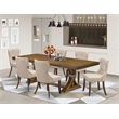 Pemberly Row 7-Pc Dining Table Set with Acacia Wood in Walnut Finish