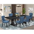 Pemberly Row 7-Pc Dining Table Set with Acacia Wood in Black Finish