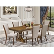 Pemberly Row 7-Piece Modern Dining Set in Walnut Wood Finish