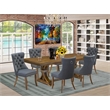 Pemberly Row 7-Piece Modern Dining Set in Walnut Finish with Faux Leather