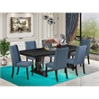 Pemberly Row 7-Piece Kitchen Dining Set in Black Wood Finish